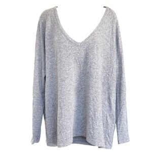 Brandy Melville Wool Blend Sweater One‎ Size Gray Oversized Made in Italy Deep V